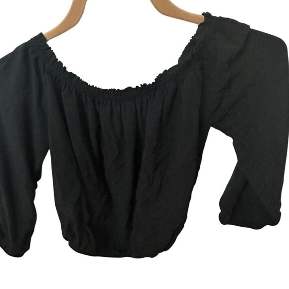 Brandy Melville Women's OS Maura Off Shoulder Crop Top Black Italian Breezy 3/4 - Picture 3 of 5